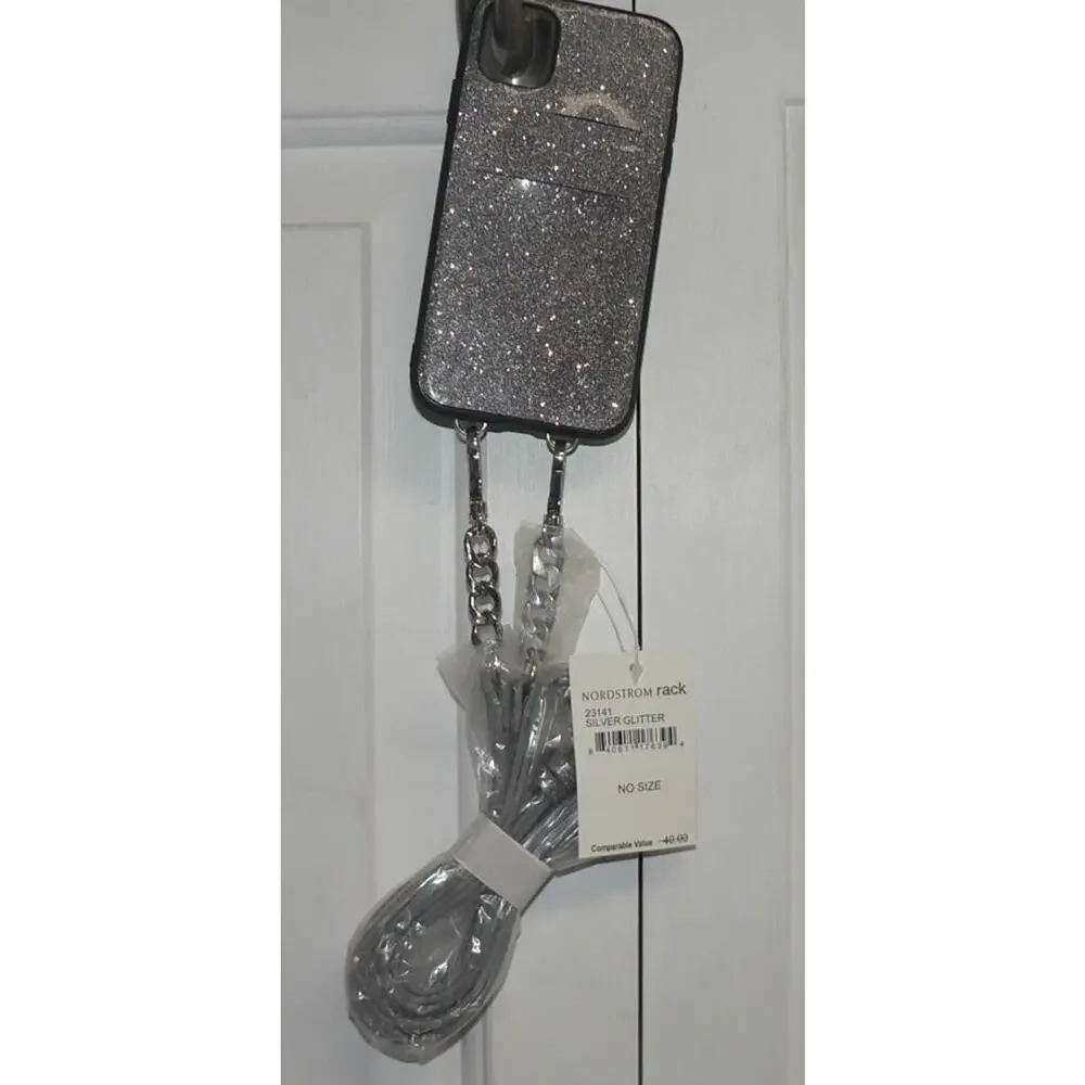Nordstrom Silver Glitter IPhone 11‎ Crossbody Phone Case Four Card Slots 6
